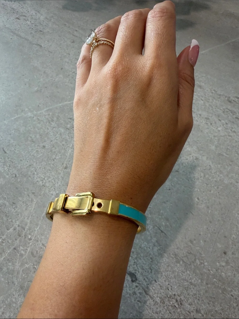 Michael Kors Gold and Turquoise Buckle Bracelet